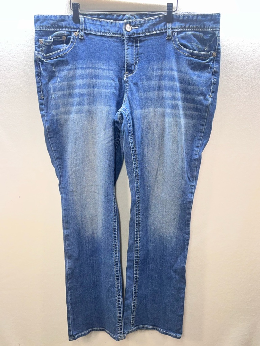 Maurices Original Straight Jeans Womens 22W Long Plus Stretch Blue Denim 3098